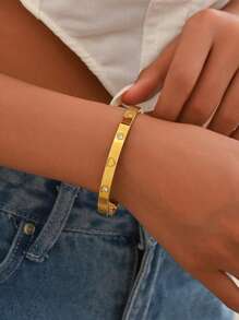 1pc/2pcs/3pcs Stainless Steel Bracelet For Men And Women Four Seasons Personalized Design Heart Zirconia Bracelet Jewelry Accessories Gifts,Jewelry Gold Jewelry Jewelry Women Bracelets Accessories Women Stainless Steel Jewelry Bracelets For Women Western Jewelry Four-Leaf Clover Bracelet, Titanium Steel, Not Easy To Fade, Stainless Steel Jewelry, Gold Bracelet, Love Bracelet, Transfer Bracelet
