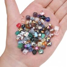 50 hạt thủy tinh 6mm, dạng lưới phẳng, nhiều màu sắc để làm vòng cổ, vòng tay, hoa tai, móc chìa khóa, dây điện thoại và đồ thủ công, làm quà tặng - hình vuông phẳng 6mm màu - Xem 5
