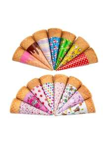 500 Pz De Porta Barquillo Portacono Impreso Conos De Papel - Multicolor - Ver 1