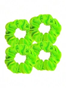 D EXCEED 4 件装霓虹发圈 80 年代、90 年代女士发饰，优质雪纺大号霓虹粗马尾弹力橡皮筋，适合摇滚派对服装 - 多色 - 查看 10