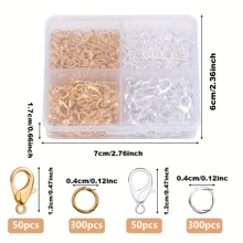 700pcs/Box Golden Silver Alloy Lobster Clasp Open Ring Jewelry Card Clasp Connecting Clasp For DIY Bracelet Necklace Drop Earrings Key Chain Mobile Phone Chain Anklet Accessories