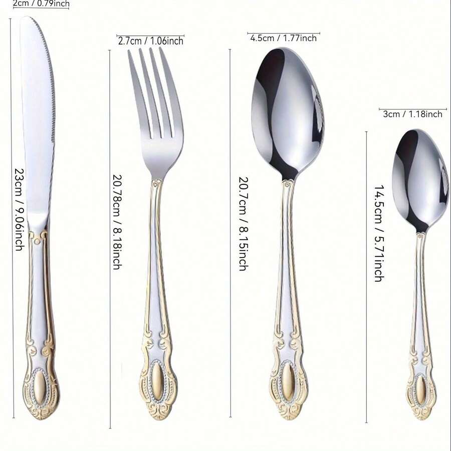 Gold Silverware Set Stainless Steel Heavy Utensil Set