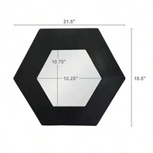 18.5" X 18.5" Hexagon Mirror With Solid Wood Frame, Wall Decor For Living Room Bathroom Hallway, Black - 黑色 - 查看 3