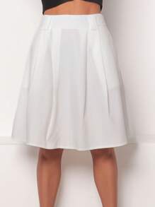 Plain Midi Skirt With Pocket In Marrant Fabric - 白色 - 查看 5
