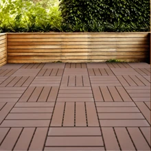 44 Packs Of Plastic Interlocking Deck Tiles, Interlocking, All-Weather, Anti Slip, Easy To Assemble, Suitable For Poolside, Balcony, Backyard Terrace - Brown - View 1