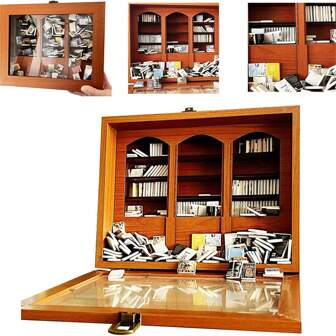 رف كتب مصغر من الخشب، تماثيل تذكارية زخرفية، مناسبة لجميع أنواع الغرف، صنع يدوي، لعلاج القلق والتوتر، للاستخدام الداخلي، بدون احتياج للكهرباء، هدايا رائعة'