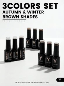 1 Set Of 10ml YOKEFELLOW 3-Color Brown Gel Nail Polish Set, Autumn/Winter Semi-Permanent Acrylic Nail Polish Set, Removable UV/LED, Gift For Women, 2024 New Arrival - Multicolor - View 7