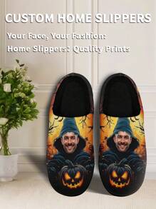 1 双万圣节照片定制家居拖鞋、个性化照片家居拖鞋、定制厚底家居拖鞋、个性化家居拖鞋、照片家居拖鞋、男女个性化家居拖鞋、个性化家居拖鞋、万圣节礼物、趣味礼物
