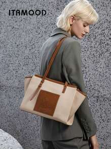 ITAMOOD Luxury Designer Lightweight Business Casual Large Capacity Tote Bag & Handbag Beach Essentials, Elegant Genuine Leather White Purse & Expandable Bag, Minimalist Vintage Patchwork Textured Pattern Shoulder Bag & Underarm Purse, Portable Foldable Adjustable Crossbody Bag & Satchel Bag & Shopping Bag For Teen Girls,Women,College Students,Rookies & White-Collar Workers Perfect For Office,College,Work,Business,Commute,Outdoors,Travel,Outings,Vacations,Parties And As Gifts For Festivals And Birthdays For Best Friends, Girlfriends,Lovers,Fashionable Party-Goer, Gift Decor, Gift Accessories Present, Teacher Gifts,Best Valentine's Day Gifts - trắng - Xem 2