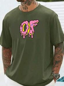 Men's T-Shirts OF Basic Casual Cotton T-Shirt New Arrival Short Sleeve Round Neck - xanh quân đội - Xem 1