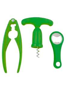 KIT Set 3 Bottle Opener Corkscrew Seal Cutter 3 Pcs Utilities Home Kitchen Drinks Bar - Green - View 9