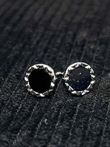 1 par de clips magnéticos redondos de oreja de moda para hombres - Negro - Ver 5