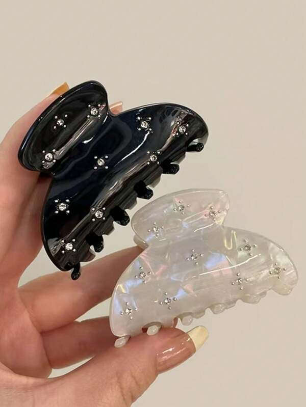 2 piezas Clips para el cabello con forma de media luna estrellada con rhinestones de tamaño mediano, accesorios de cabello de calidad elegante para mujer, pinzas para el cabello, pinzas de mandíbula, pinzas para el cabello, pinzas para el cabello, artículos escolares, ropa de otoño e invierno para vacaciones