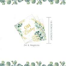 24pcs Oh Baby Paper Plates Napkins Supplies Set, Sage Greenery Baby Shower Party Supplies, Cake Dessert Plates, Eucalyptus Disposable Tableware Decorations Party Platters, Dish Tray For Boys Girls Birthday, 24 Guests, Christmas Party Christmas Decor Christmas Decorations Christmas Gifts And Decor Decorations S