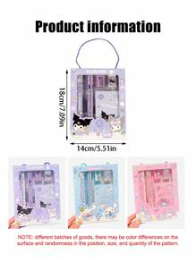 Sanrio Sanrio My Melody Kuromi Cinnamoroll Hello Kitty Riglă de desene animate Ascuțitoare de creioane Eraseră Set de caiet Desen creativ Rechizite de birou Kitty Cat Kit de papetărie Cadouri (Unele părți pot fi aleatorii) (Designul pachetului este aleatoriu)