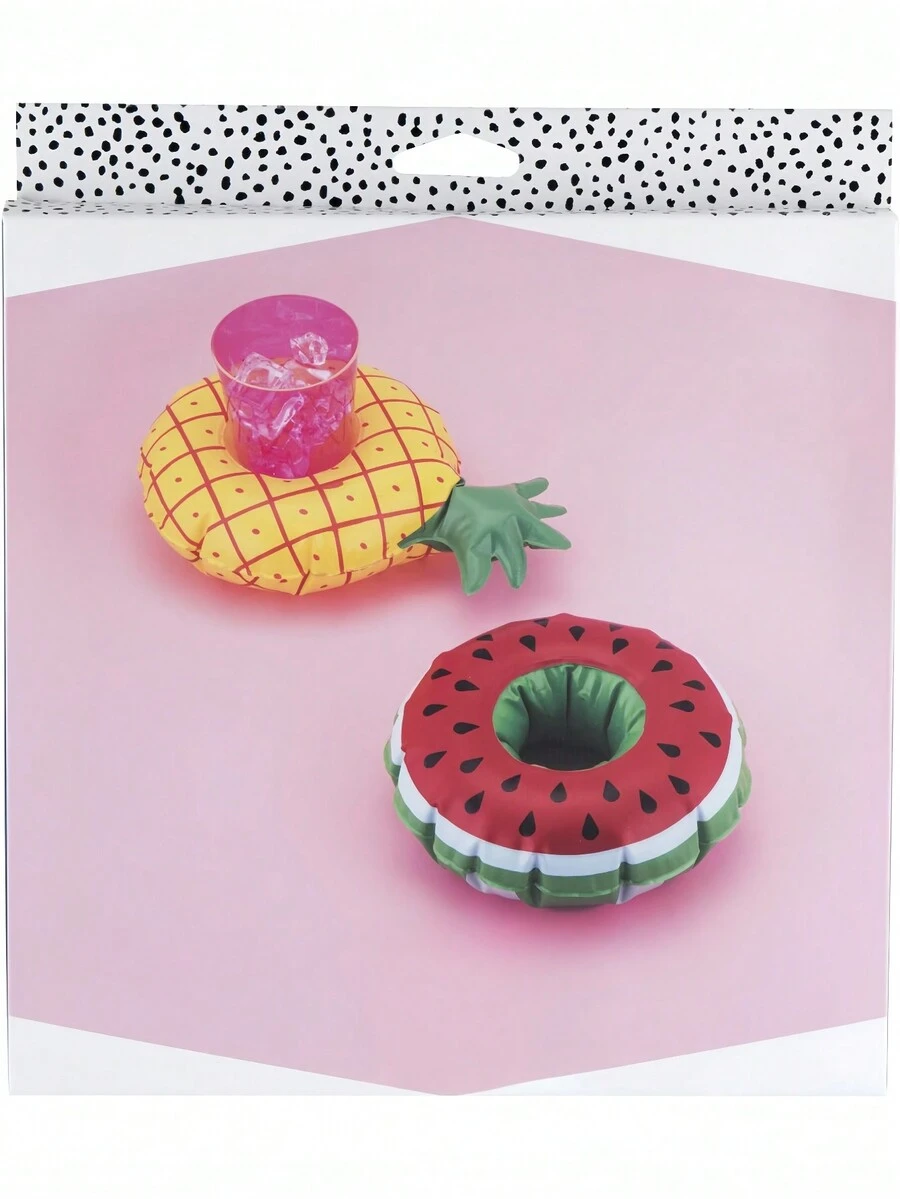 Drink Floaties For Standard Cups And Cans Pool Party Or Beach Fruit Inflatables, Watermelon And Pineapple 1pc - Red - View 1