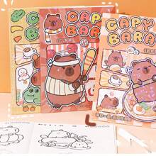 卡通厚多页描摹素描本，可爱水豚素描，学龄前儿童图画，轻松着色/随机图案 - 圖案隨機 - 查看 5