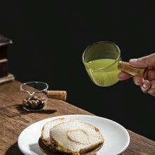 High Borosilicate Glass Mini Wooden Handle Milk Frothing Pitcher, Espresso Coffee Cup, Small Sauce Dish, Restaurant Milk Creamer Back To School - 60ml - View 4