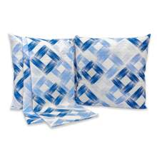 Footboard Kit + 2 Cushion Covers 3 Pieces PIQUET Decorates Elegant QUEEN Bed - Hình vuông màu xanh - Xem 2