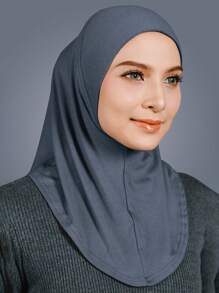 1 pieza Hijab de unicolor de moda para mujer, elegante y cómoda envoltura de cabeza de lino con cristales para protección solar diaria al aire libre