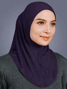1 pieza Hijab de unicolor de moda para mujer, elegante y cómoda envoltura de cabeza de lino con cristales para protección solar diaria al aire libre