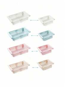 1 pieza Cesta de almacenamiento de plástico para refrigerador, cajón retráctil, organizador de cocina multifuncional, estante de refrigerador apilable, divisor de conservación de frescura, ahorra espacio para uso doméstico y de restaurante