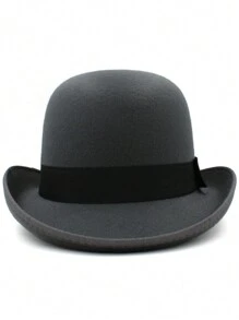 1 件秋冬男女通用宽边羊毛毡帽，英式爵士帽，纯色软呢帽，适合日常穿着和派对 - 彩色 - 查看 5