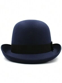 1 件秋冬男女通用宽边羊毛毡帽，英式爵士帽，纯色软呢帽，适合日常穿着和派对 - 彩色 - 查看 10