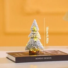 Mini Snowy Pine Christmas Tree, Miniature Pine Needle Decorated Christmas Tree, Window Display & Desktop Ornament, 1:12 Scale Christmas Ladder Dollhouse Decoration, Christmas Gift, Birthday Present, Home Decoration,Christmas