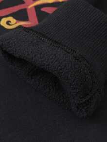 mini bala 年轻男孩图案印花高领长袖羊毛运动衫 - 黑色 - 查看 8