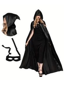 1pc Halloween Witch Hooded Cloak, Halloween Role-Playing Costume Cloak, Vampire Witch Costume Accessories, Suitable For Both Men And Women