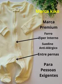 Suedine Premium Baby Romper Boy And Girl Long Sleeve Zipper With Foot - Màu vàng - Xem 2