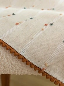1Piece Chic Rainbow Vintage With Bottom Pompon Lacework Tulle Short Curtains,Rod Pocket Design For Kitchen Cabinet Dust Shelter & Bedroom Window Decoataion
