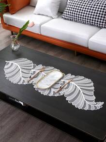 1pc Leaf-Shaped PVC Hollow-Out Gold Stamping Non-Slip Table Runner - Decorative Plastic Table Runner 1pc For Dining And Coffee Table - Multicolor - View 13