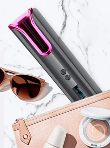 Portable USB Rechargeable Hair Curler LCD Temperature Display - Màu xám đậm - Xem 2