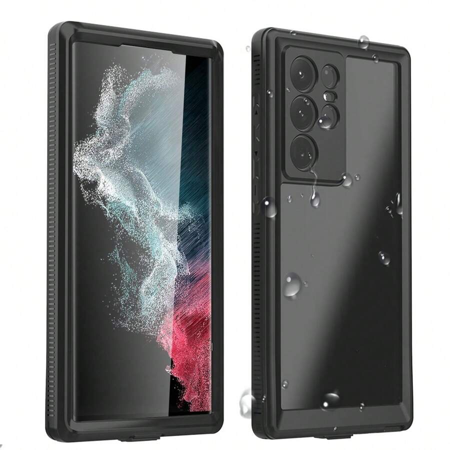 Compatible With Samsung Galaxy S22 Ultra/Galaxy S22 Waterproof Phone Case, With Built-In Screen Protector, IP68 Underwater Full Body Dustproof Shockproof Heavy Duty Protective Cover. - 黑色 - 查看 1