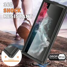 Compatible With Samsung Galaxy S22 Ultra/Galaxy S22 Waterproof Phone Case, With Built-In Screen Protector, IP68 Underwater Full Body Dustproof Shockproof Heavy Duty Protective Cover. - 黑色 - 查看 3