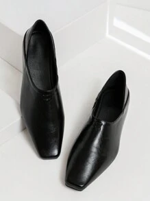 2025秋季新款黑色百搭舒适一脚蹬乐福鞋复古英伦风方头平底鞋女两穿