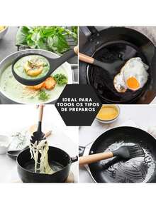 Set Kit 12 Pieces Silicone Kitchen Utensils Wooden Handle Decoration - 查看 5