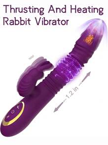 Juguete sexual para adultos estimulador del punto G y del clítoris para mujeres, vibrador de conejo con movimiento de penetración, dildo vibrador con estiramiento para el punto G, vibrador de conejo estimulador del clítoris, masajeador vaginal y anal con 10 modos de frecuencia y 10 modos de penetración con calefacción para la masturbación de mujeres, vibrador a prueba de agua con forma de rosa para parejas, vibrador de conejo simulado sexy multifrec uencia con carga para masaje AV y masturbación, juguete sexual para adultos