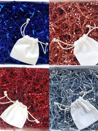 20g/50g/100g 亮色拉菲草纸皱纹填充物，适用于礼品盒、婚礼礼品袋、装饰品 - 银色、红色、蓝色、返校情人节