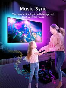 24KEY Bluetooth LED Lights For TV, 3.2FT-49FT  TV Led Lights For 19-100 Inch, Cuttable, Music Sync Mode, Color Changing, Bluetooth APP Remote Control TV LED Strip Lights For Bedroom, - RGB - View 5