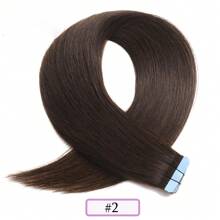 20pcs Straight Thick Tape In  Remy Human Hair Extension For Salon  Dark Brown Color 2# 16-26 Inches Silk Straight Double Side Seamless Skin Weft Hair Extension ,Feel - Easy To Apply And Reuse, High Quality Natural Style Tape In Hair  Extentions - S2 - 查看 2