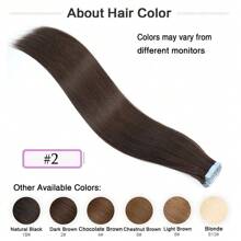 20pcs Straight Thick Tape In  Remy Human Hair Extension For Salon  Dark Brown Color 2# 16-26 Inches Silk Straight Double Side Seamless Skin Weft Hair Extension ,Feel - Easy To Apply And Reuse, High Quality Natural Style Tape In Hair  Extentions - S2 - 查看 3