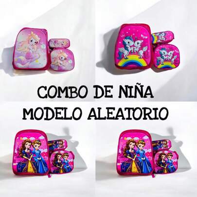 Mochila Infantil 3 en 1 con Divertidos Estampados , MODELO ALEATORIO