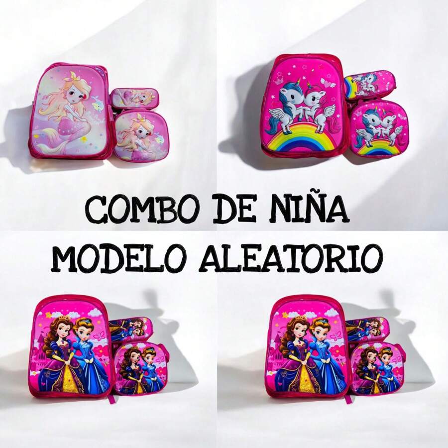 Mochila Infantil 3 en 1 con Divertidos Estampados , MODELO ALEATORIO - Niña - Ver 1
