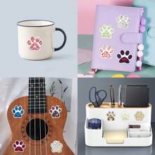 Pacote com 60 adesivos de patas de animais, decoração de festa com patas de flores de animais, desenhos animados fofos, adesivos de vinil à prova d'água para crianças, para garrafas de água, laptops, estojo de viagem, álbum de recortes, telefone - Multicolorido - Ver 7