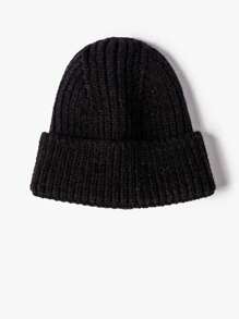 Dicke gestrickte Damenmütze, Lässig, eleganter vintage Streetwear Stil, Polyester, warm, winddicht, einfarbig, passend für Herbst und Winter, auch für Halloween