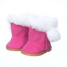 18英寸美国女孩娃娃重生娃娃逼真娃娃红色毛绒鞋 - 彩色 - 查看 7