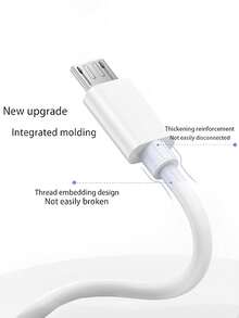 USB To Android Interface Data Cable, Made Of PVC Material, White 0.5M, 20W Power. Compatible With Android Interface Devices. High Power Charging And Data Transmission 2-In-1. Compact And Portable, Specifically Designed For Travel. - White - View 6